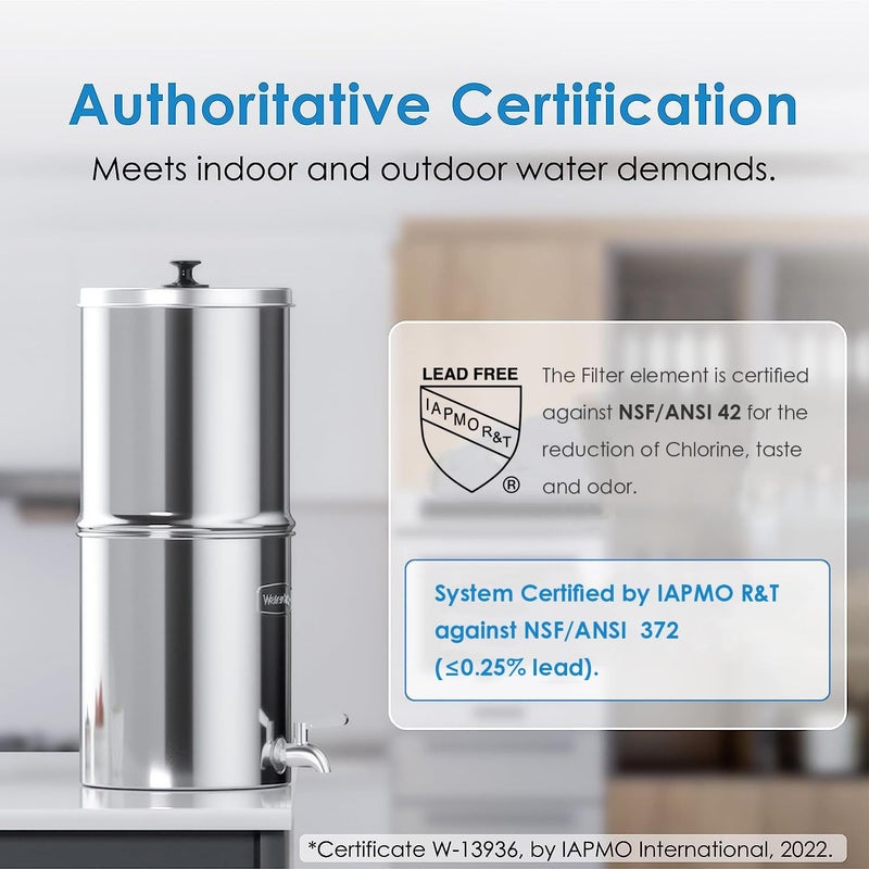Waterdrop Gravity-fed Water Filter System, Reduces Lead and up to 99% of Chlorine, NSF/ANSI 42&372 Standard, with 2 Black Carbon Filters and Metal Spigot, King Tank Series, WD-TK-A - Image 2